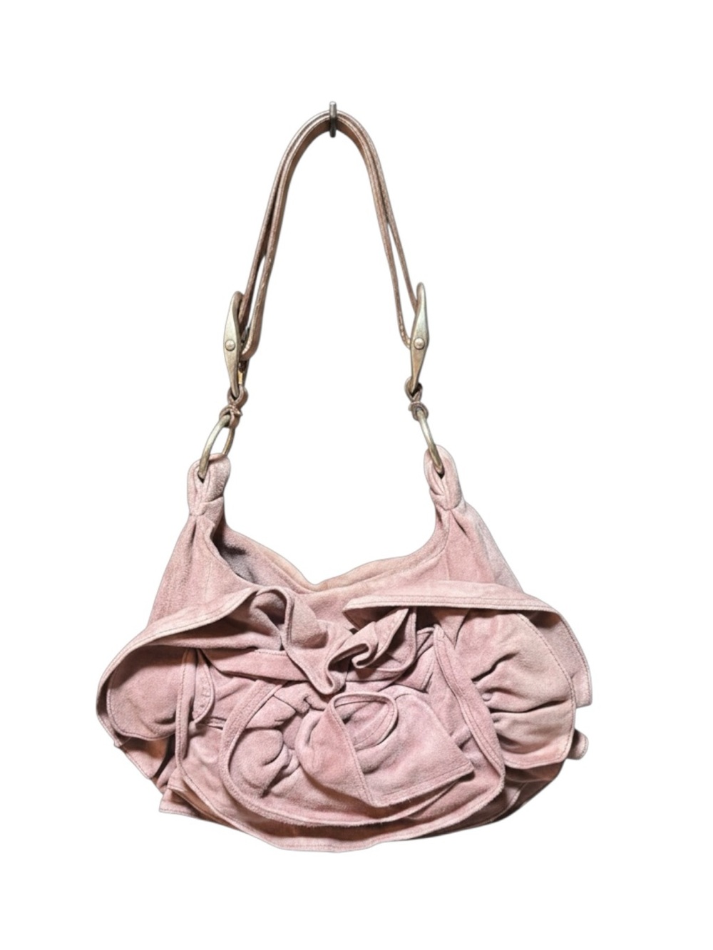 Vintage YSL Rive Gauche Tom Ford Old Rose Pink Suede Nadja Shoulder Bag